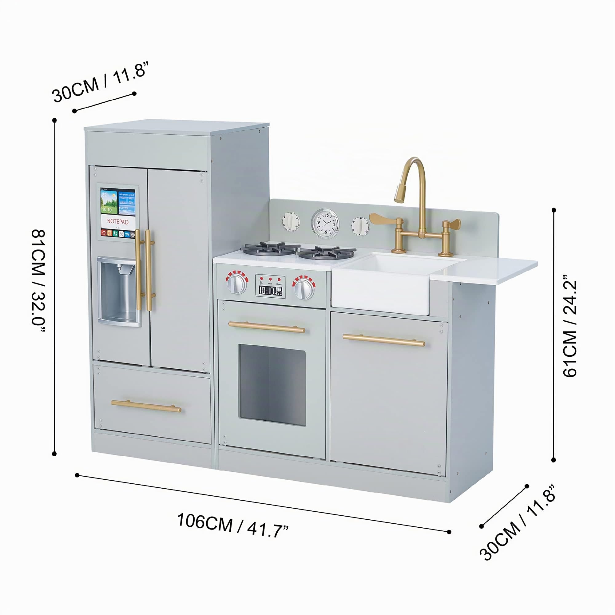 Gris Cucina per Bambini Legno Gioco Giocattolo Imitazione Teamson Kids TD-12302A
