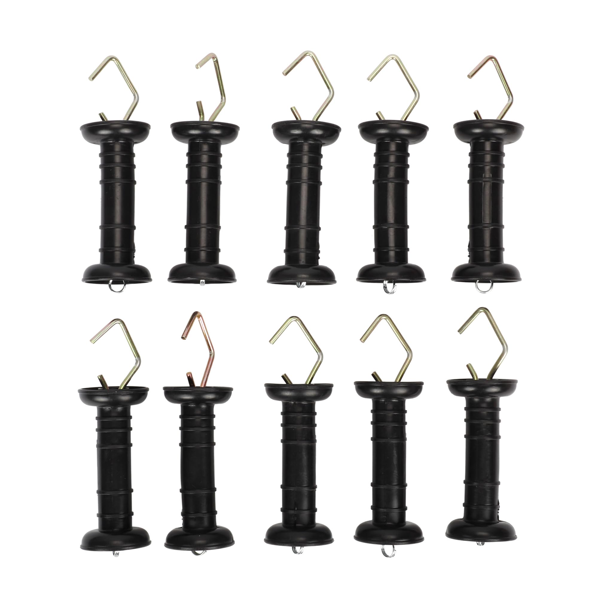 10 Pack Electric Fence Spring Gate Handles, V-Shaped Ranch Fence Accessories, Simple Tension Spring Fence Handle for Electric Fence, Black