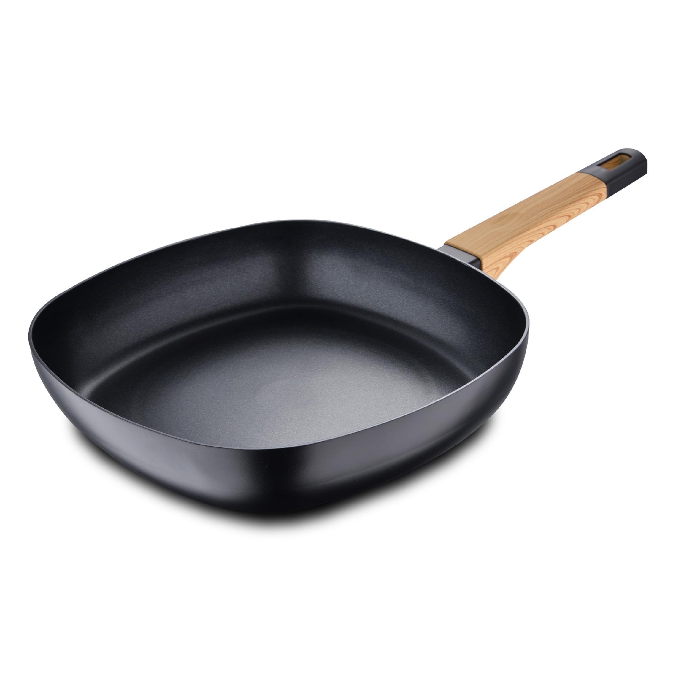 Bergner EARTH BLACK - Sartén Grill 28cm Aluminio Prensado - Antiadherente - Mango Ergonómico Soft Touch - Apto para Todas las Cocinas - Diseño Moderno y Funcional