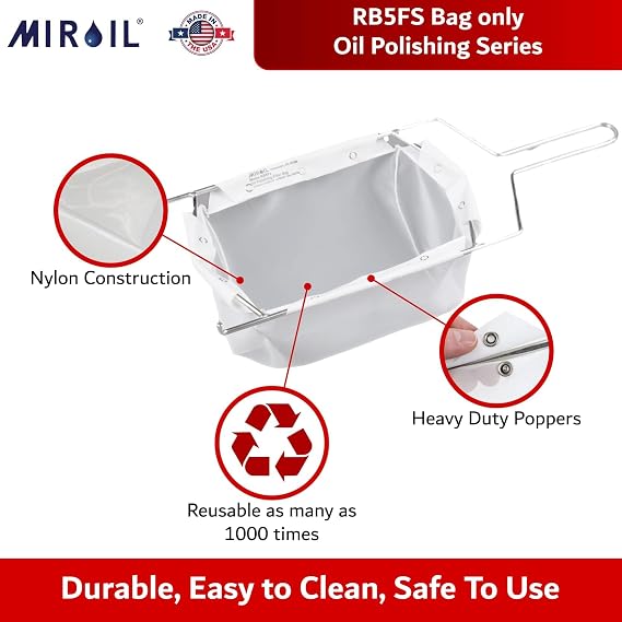 MirOil RB5FS Oil Polishing Filter Bag for Hot & Cold Oil, Extends Life of Cooking Grease, Maintain Quality & Taste of Deep Fried Foods, Reduce Contaminants for Food Service(Filter Bag Only)-Part 12751