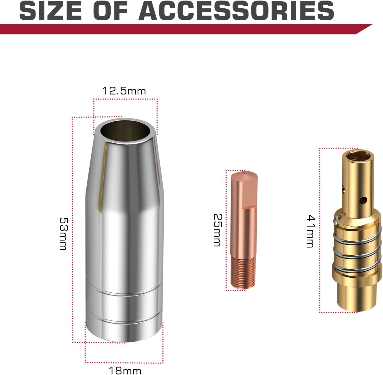 ARCCAPTAIN MIG135 & MB15 15AK Mig Gun Part .030" Contact Tips Nozzle Diffuser