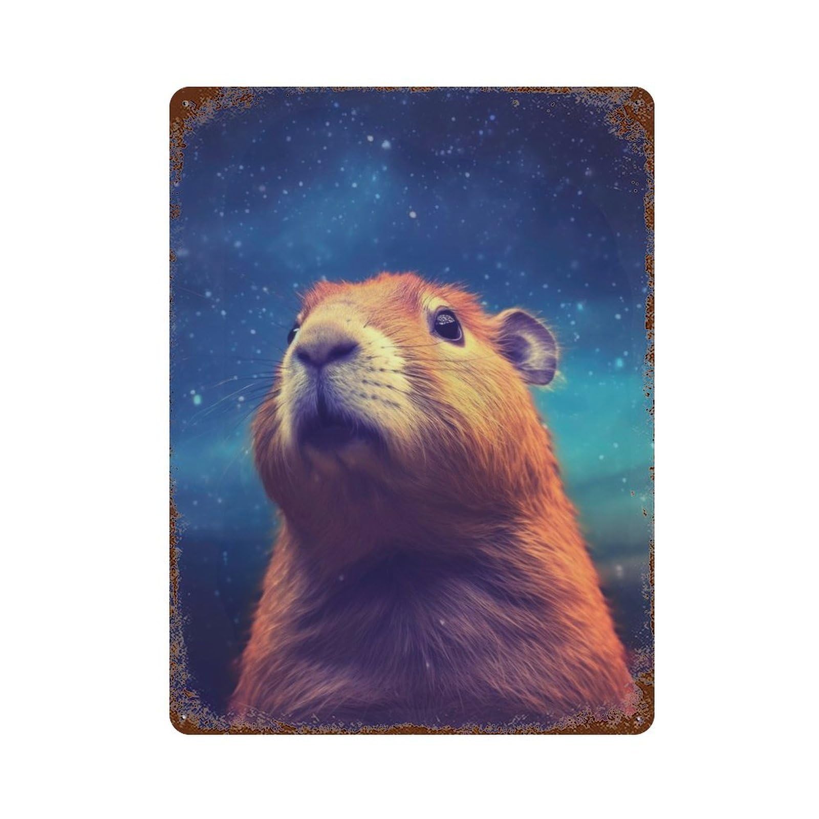 Capybara Night Galaxy Retro Metal Sign 15.7"x11.8", Classic Wall Plaque for Garage, Pub Or Kitchen