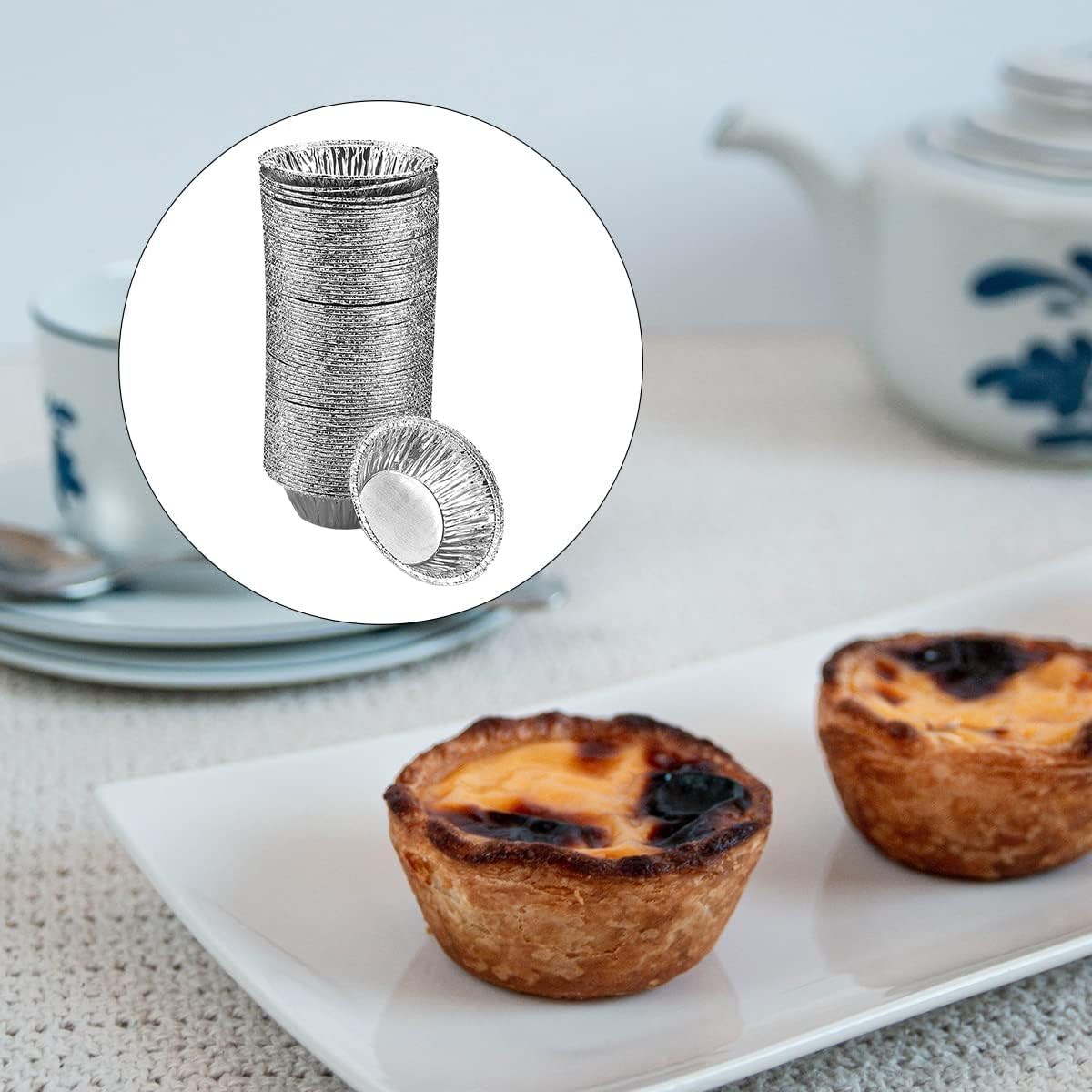 100 Pcs Foil Trays - Tart, Muffin, Bun, and Egg Tart Cases - Perfect for Baking and Cooking Pastries, Cakes, and More