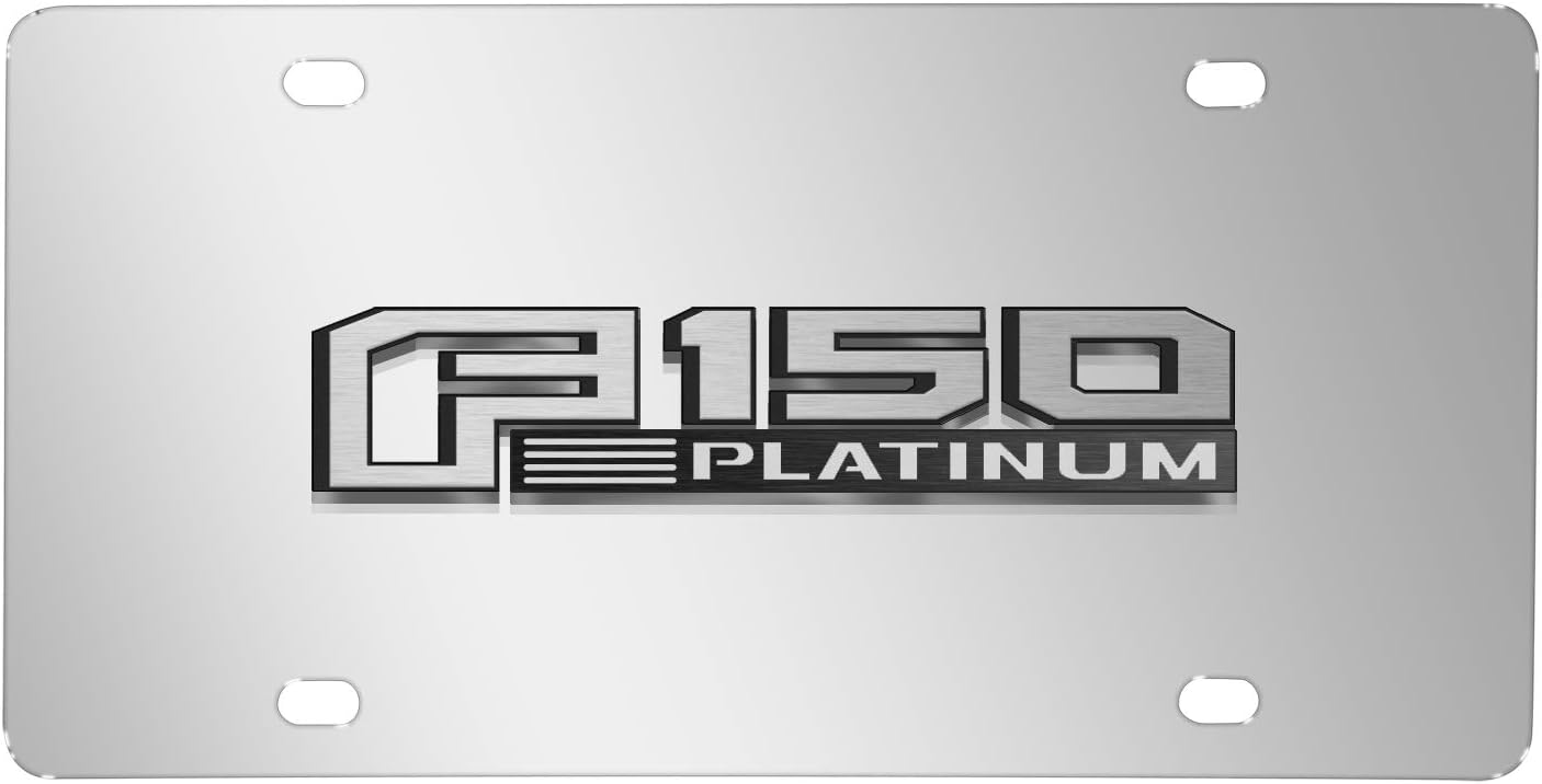 iPick Image for Ford 150 Platinum 3D Logo Mirror Chrome Stainless Steel License Plate - Official Licensed