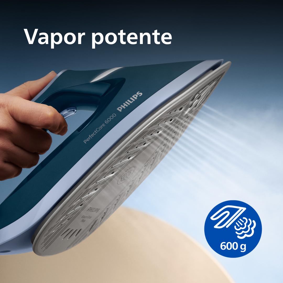 Philips PerfectCare Serie 6000 Centro de planchado, Vapor Potente, Garantía Sin Quemaduras, Diseño Compacto, Depósito de Agua Extraíble de 1.8L, Suela SteamGlide Plus (PSG6023/20)