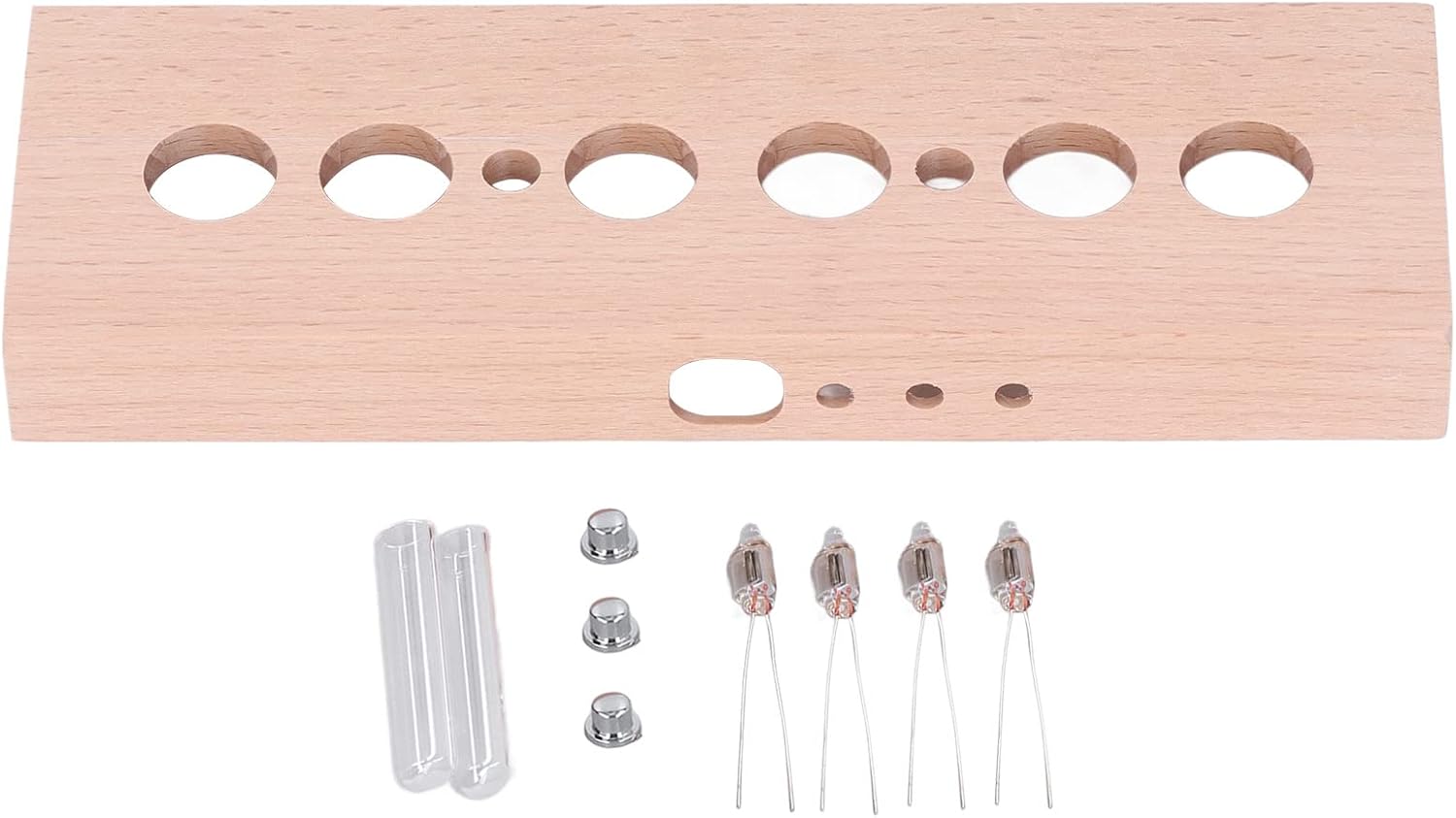 Nixie Tube Clock,DIY Glow Tube Clock Kit, 4 Lamps Beech Wood Enclosure IN14 Tube Clock Replacement Set for Vintage Room Decor