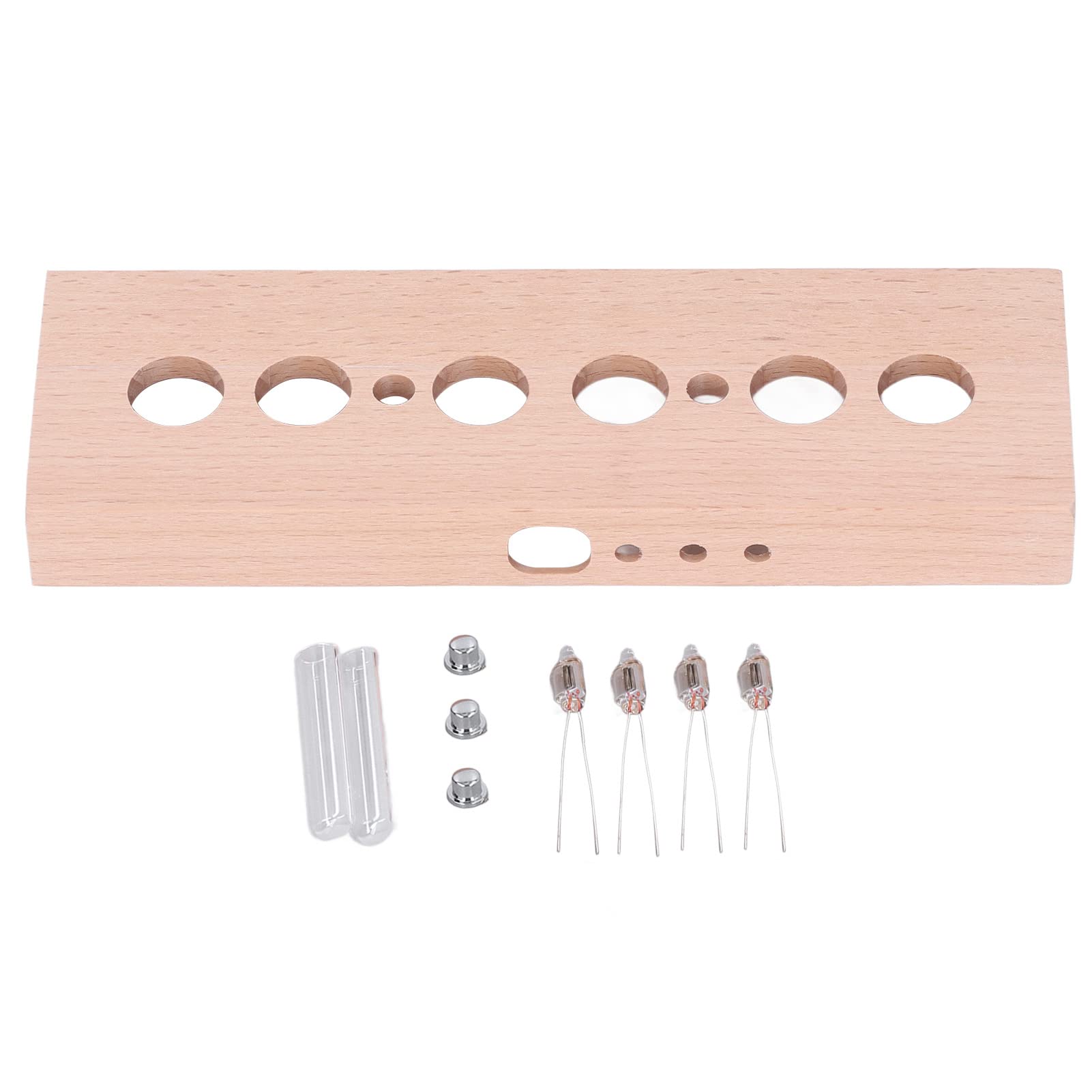 Nixie-Röhrenuhr, DIY Leuchtröhrenuhr-Set, 4 Lampen, Buchenholzgehäuse, IN14-Röhrenuhr-Ersatzset für Vintage-Raumdekoration