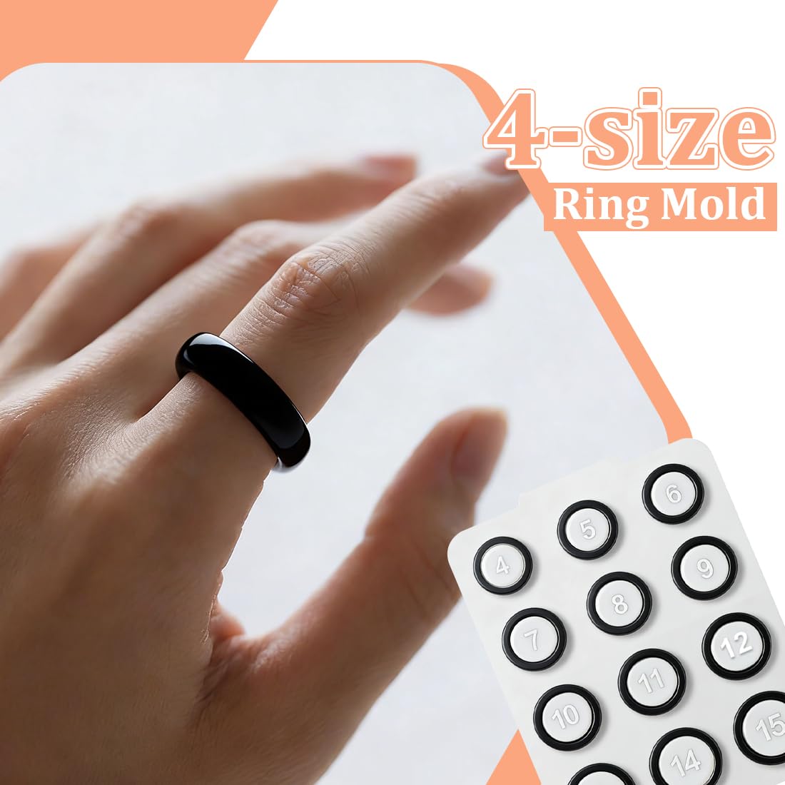 Kit di misurazione dell'anello da 12 pezzi, strumenti di misurazione dell'anello nero