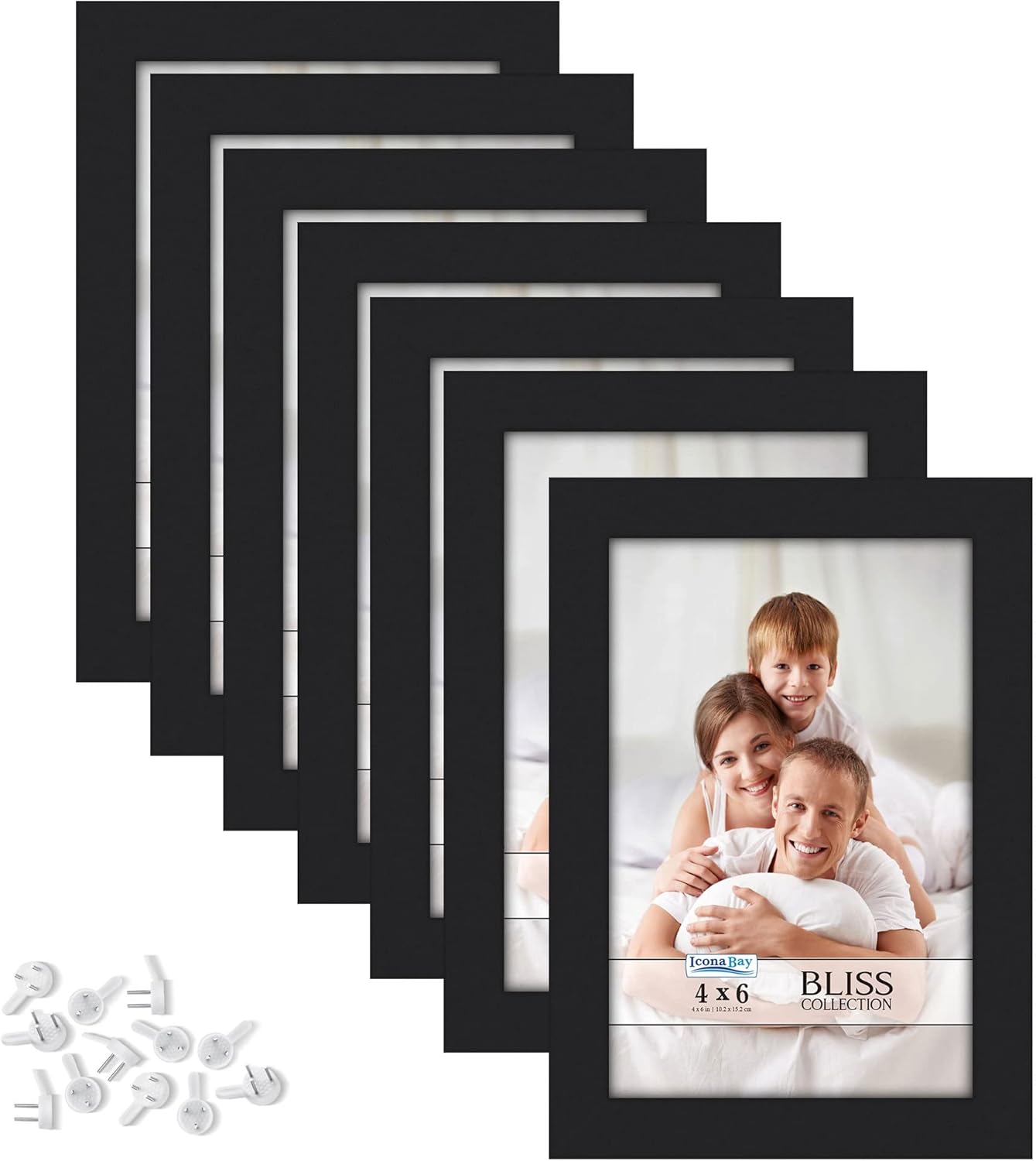 Icona Bay - 4x6 Picture Frames - White, 12 Pack - Modern Style Engineered Wood Frames - Table Top or Wall Mount - Bliss Collection