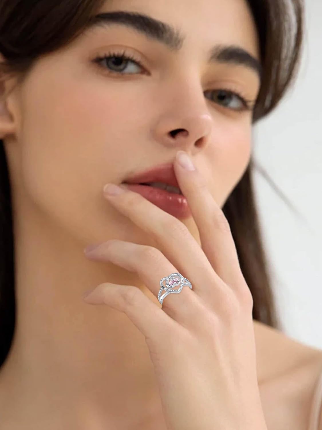 Rings for Women Birthstone Rings for Women Heart Statemet Engagement Eternity Weddi... - Image 3