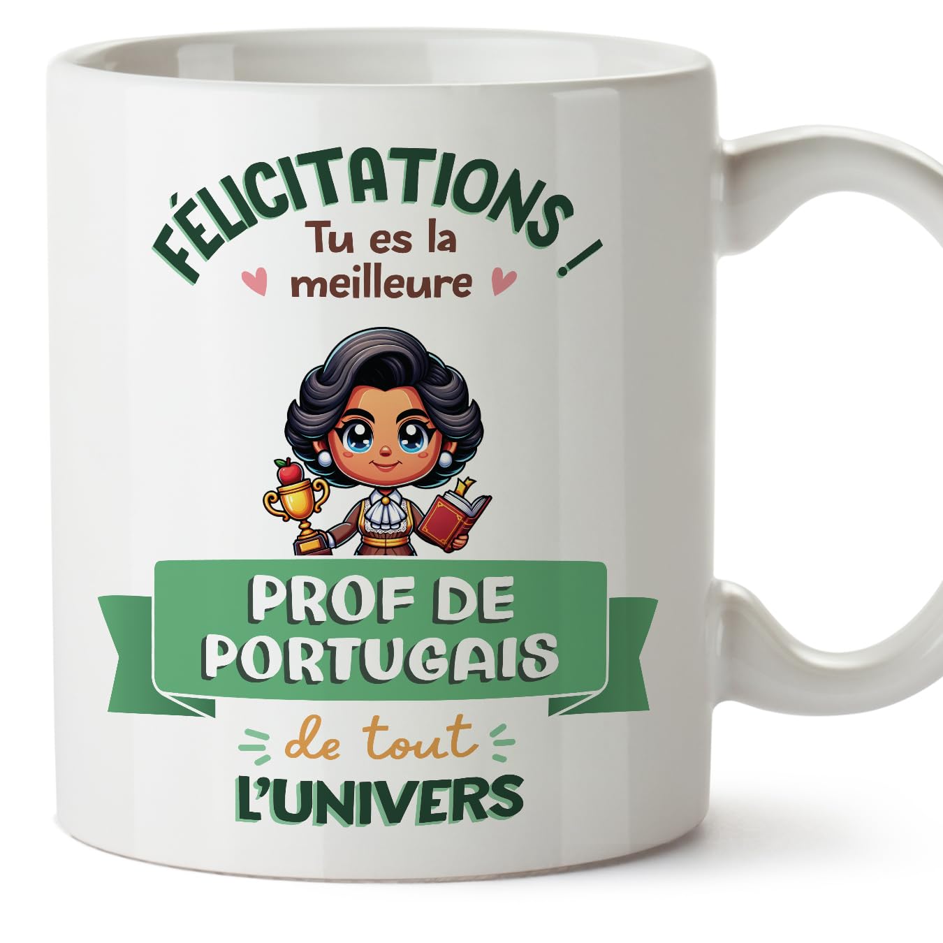 MUGFFINS Portuguese Teacher Woman Mug - in French - Meilleur Univers Trophée - Funny Gift for Colleagues - Ceramic 11oz Mug — image 1