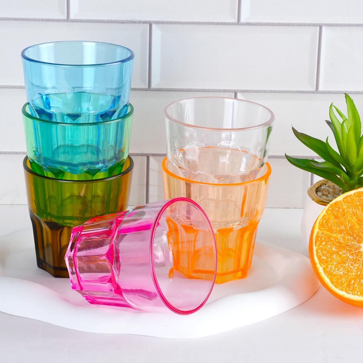 12 Pièces Gobelet Plastique De Couleur, Verres En Plastique Réutilisables 200ml Pour Fete, Verre