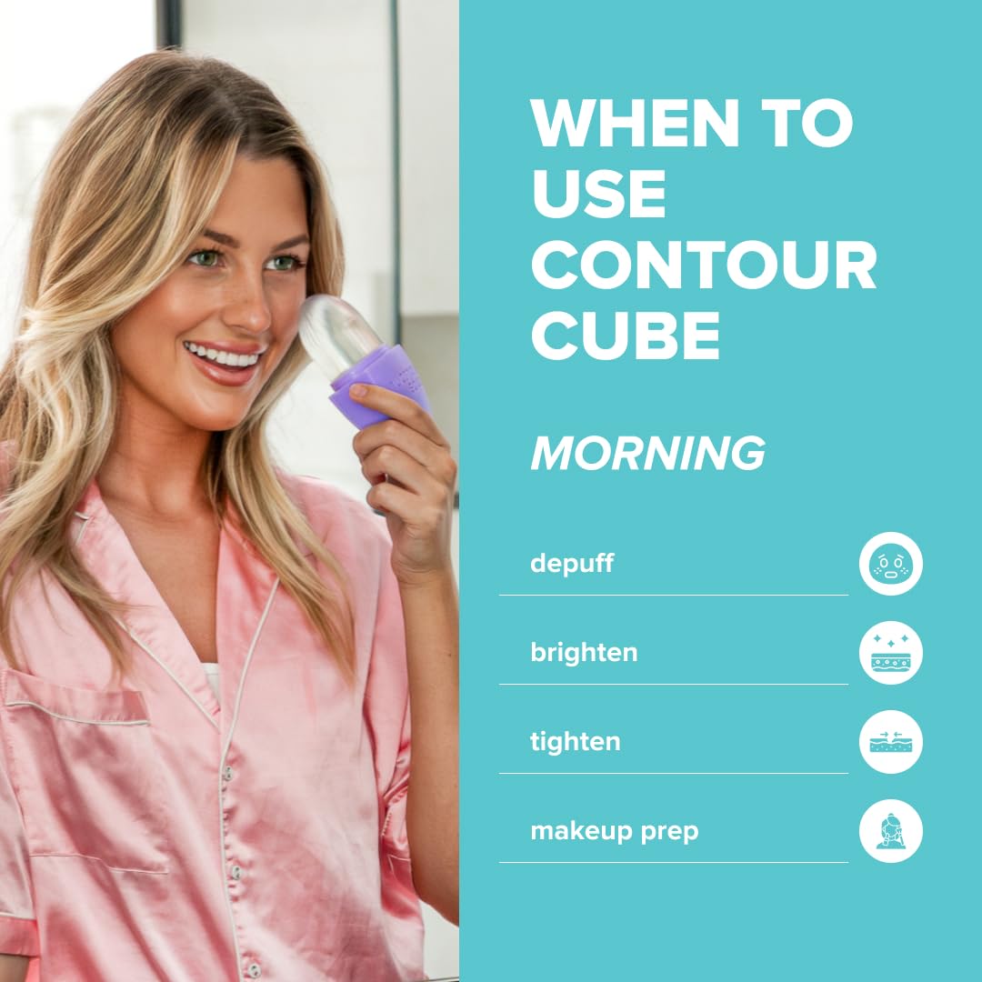 Contour Cube Mini - Revolutionary Ice Roller for Sculpting & De-Puffing - Face Ice Roller & Massager - Ice Mold for Face - Compact Skin Care Tools for Daily Skincare & Travel - Violet