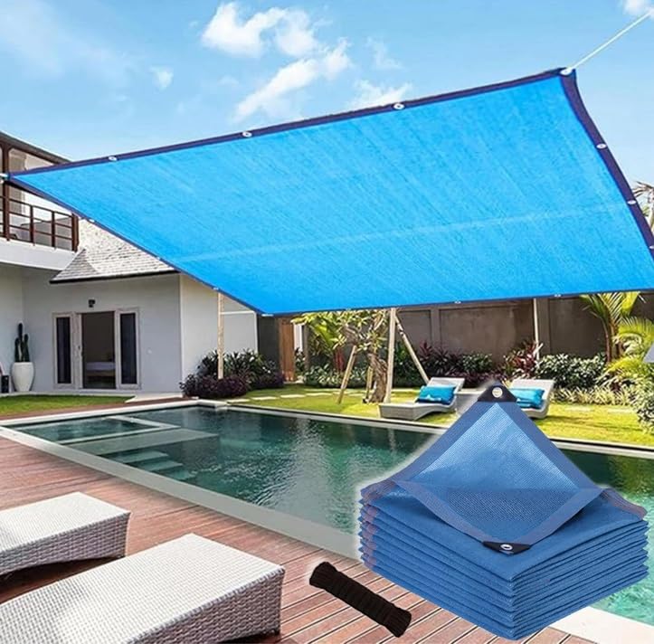 Filet d'ombrage bleu 3.5x9.5m YVYKFZD avec œillets pour clôture