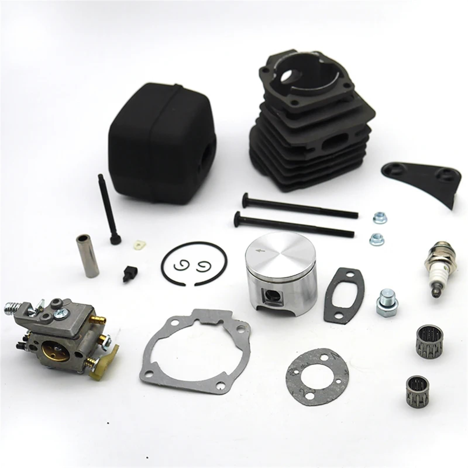 Wivplex Kit tendicatena regolatore pistone cilindro carburatore scarico marmitta 46MM, for Husqvarna, 55 51 pezzo di ricambio for motosega da giardino Kit guarnizione cilindro pistone