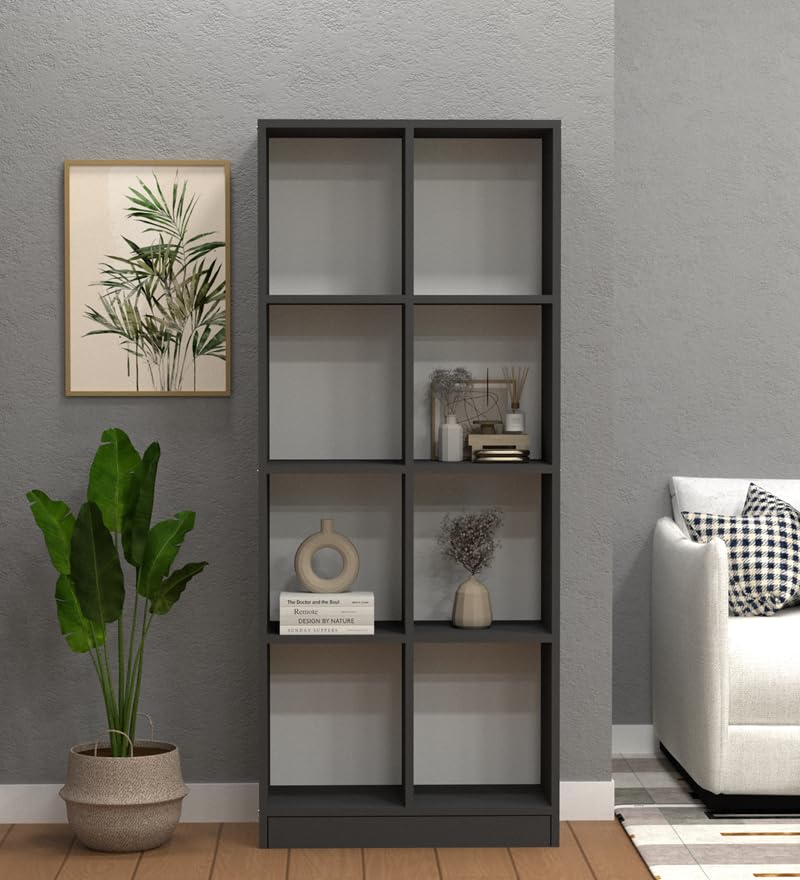 Image of SPECIALITY PANELS 8 Shelf Bookcase, Grey, 176x73x35 cm, Open Storage Shelving Unit with Carpenter Assembly