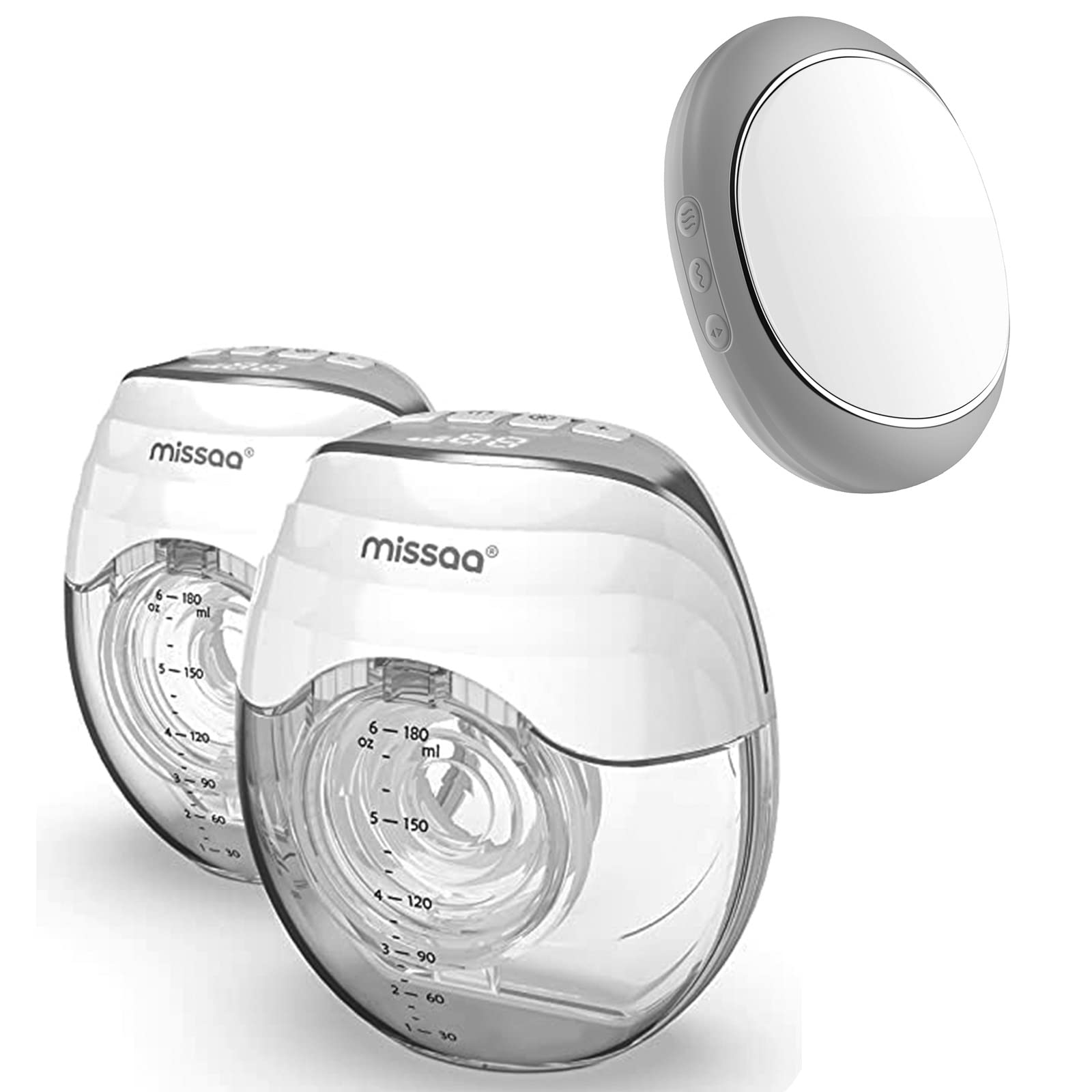 MISSAAWearable Breast Pump Hands Free with 3 Modes & 8 Levels and Lactation Massager with Heat for Breastfeeding