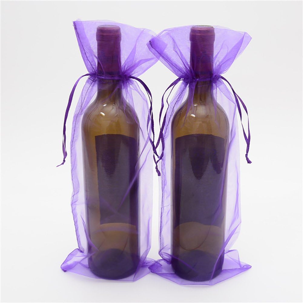NUOMI 20 Pack Wine Organza Bags Drawstring Gift Wrapping