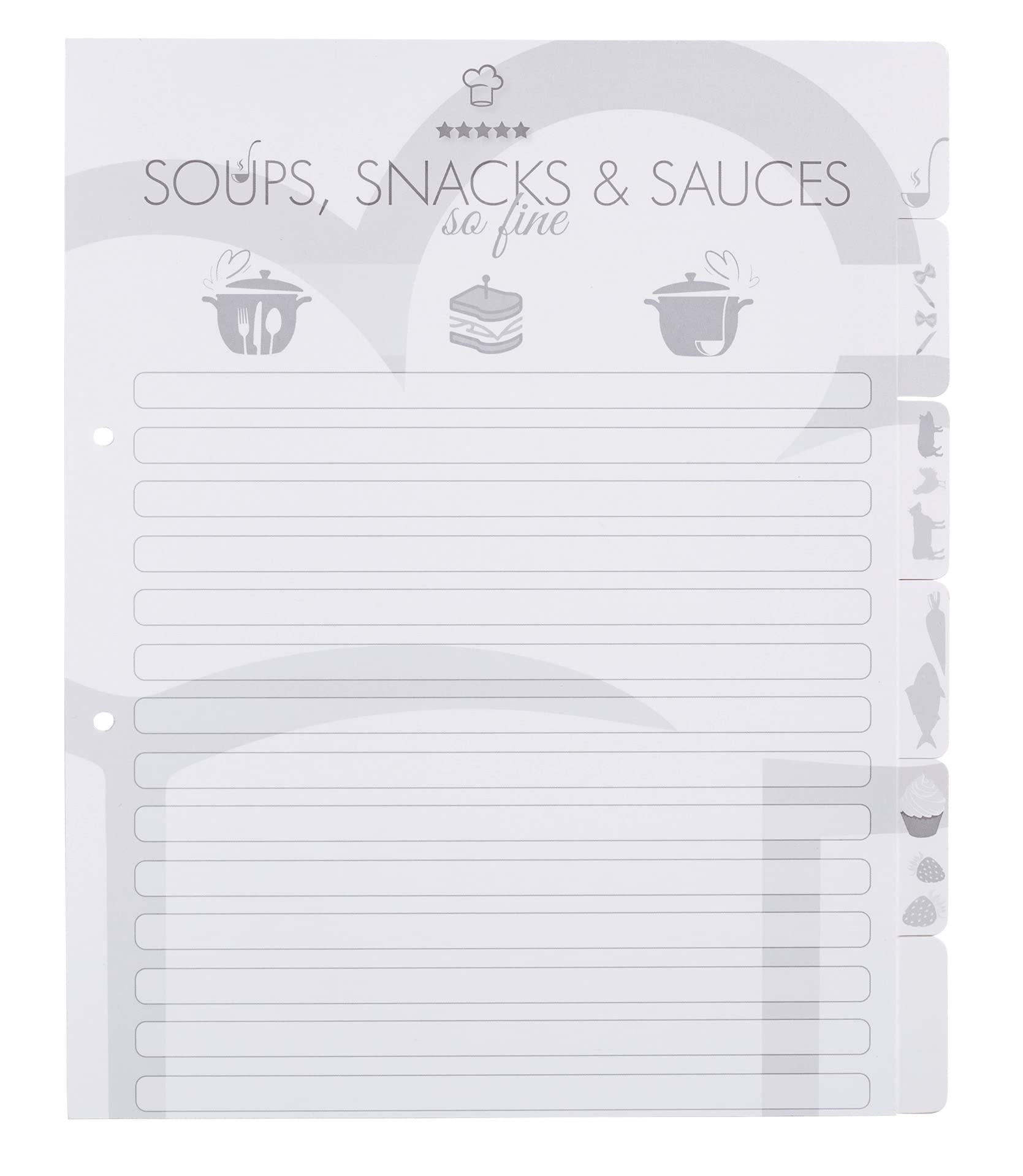HERMA 19662 Recipe Folder A4 for Writing Yourself Star of the Kitchen, 7 cm Wide, Recipe Book with Index for Filing, Motif Ring Binder with Inner Print for Kitchen and Household for Cooking Recipes