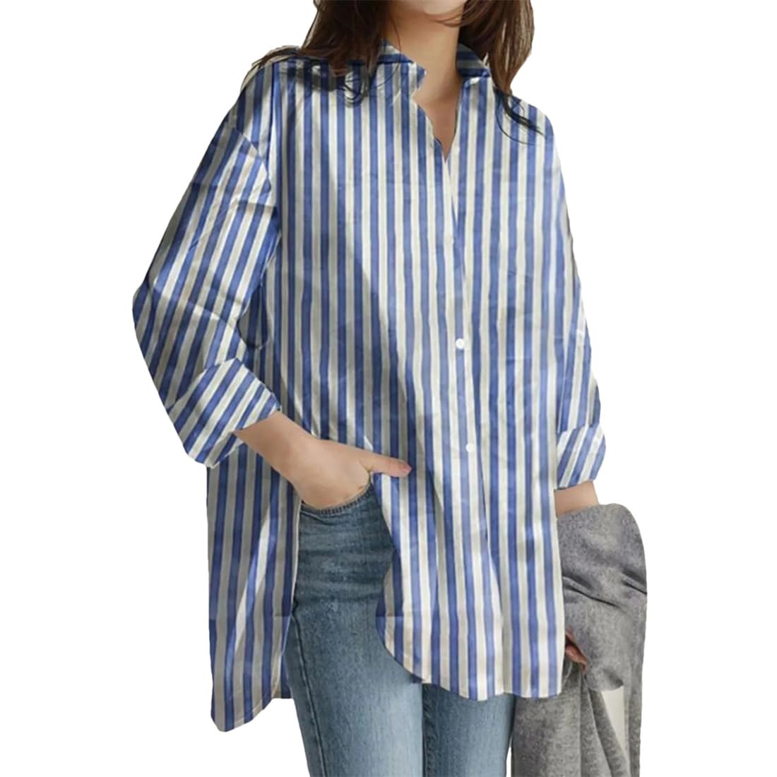Camisa Extragrande De Color Liso, Camisas De Estilo para Mujer, Blusas De Manga Larga para Oficina, Ropa De Trabajo De Talla Grande