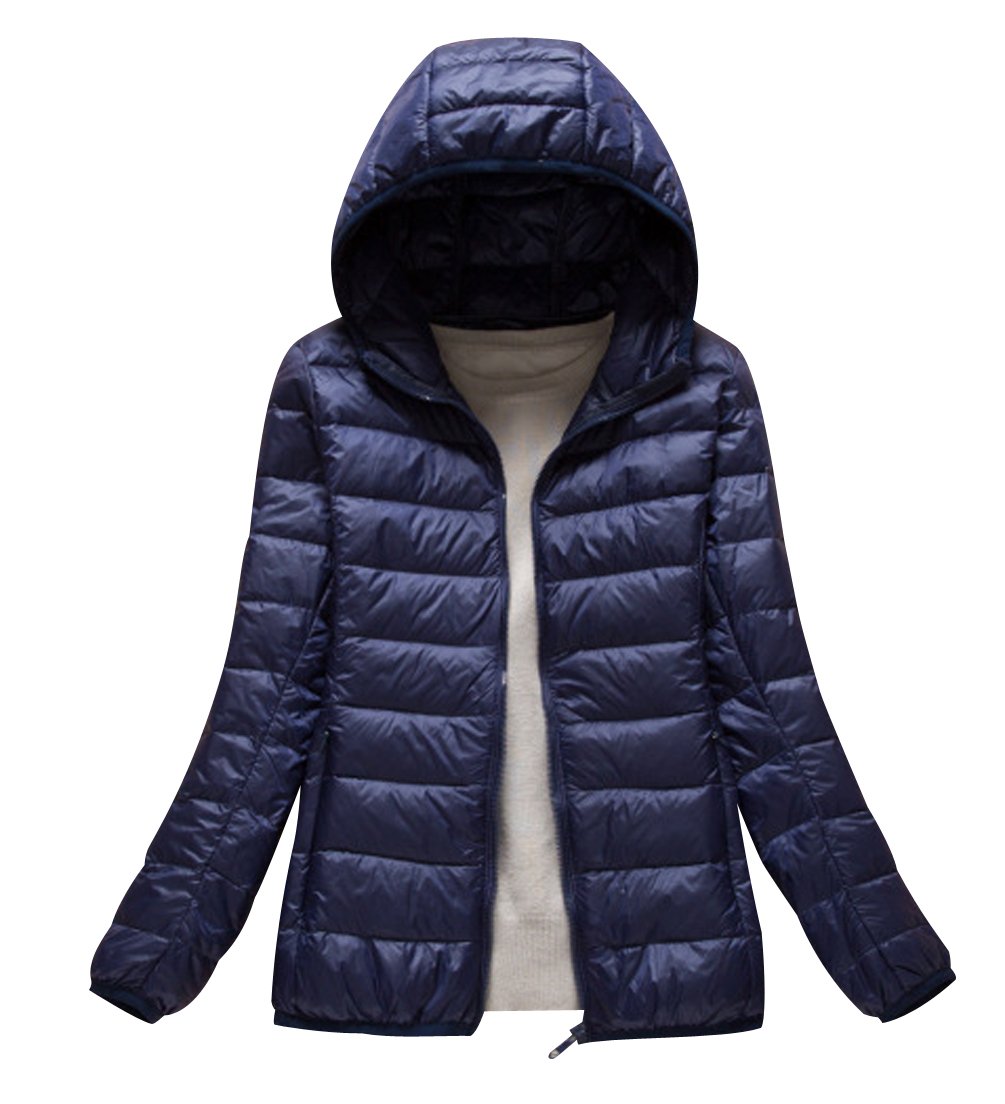 Abrigo Plumas con Capucha Mujer Abrigos Acolchado Plumiferos Ligeros Chaquetas Chaquetones Plumon Anorak Plumifero Corto Cazadoras Chaqueta Acolchada Mujer Plumas Ultralight Invierno Armada 2XL