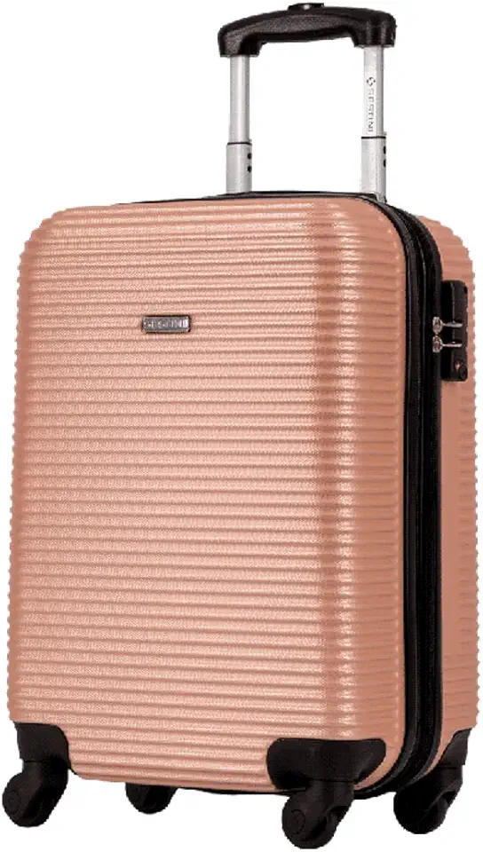 Mala Bordo 10kg Expansivel, Cadeado TSA, Aprovada ANAC, Rodinhas 360° em ABS Capacete de Piloto de Viagem - Sestini (4ALL - Dourado, Bordo)