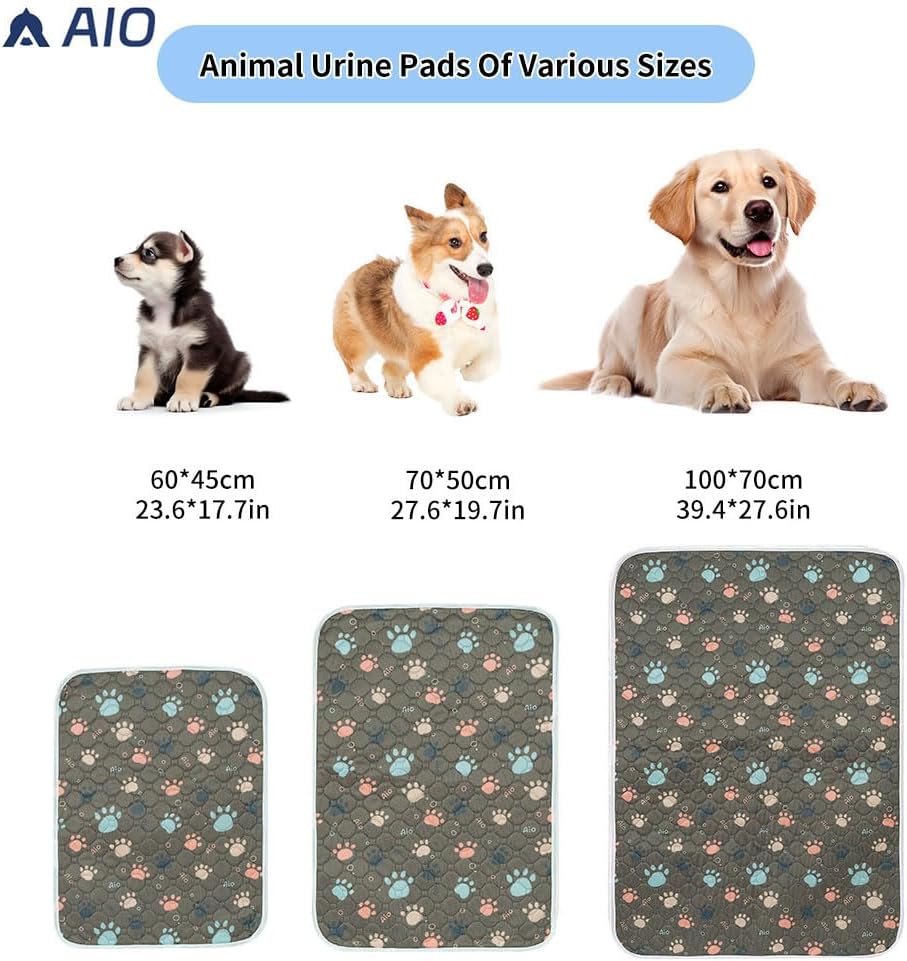 AIO Puppy Pads Washable Pee Pads for Dogs Anti-Slip Waterproof 2-Pack Reusable Puppy Pads for Potty Training Heavy Absorbency Prevent Leakage Dog Pee Pads 19.7*27.6inch Brown Claws