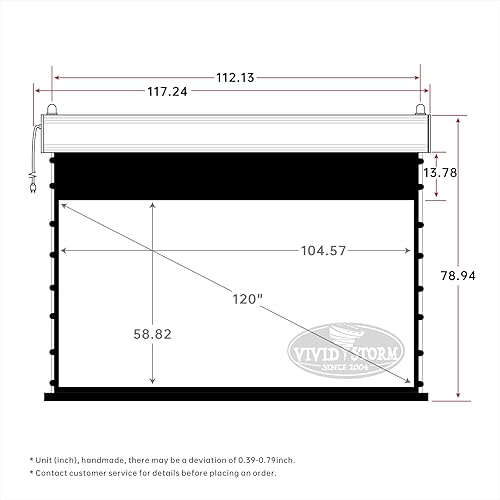 Miniatura 2 de VIVIDSTORM - Pantalla de proyector, delgada eléctrica tensada con pestañas desplegable, con pantalla de cine blanca, techo y pared de carcasa