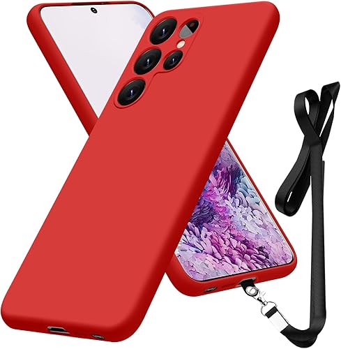 Miniatura 8 de Funda compatible con Samsung Galaxy S22 Ultra de 6.8 pulgadas, funda protectora de cuerpo completo de silicona suave al tacto, correa de cordón para