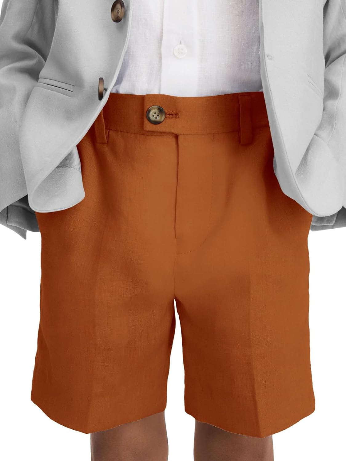 Haloumoning Boys Golf Shorts Kids School Uniform Elastic Waist Flat Front Dress Short with Pockets 5-14 Years
