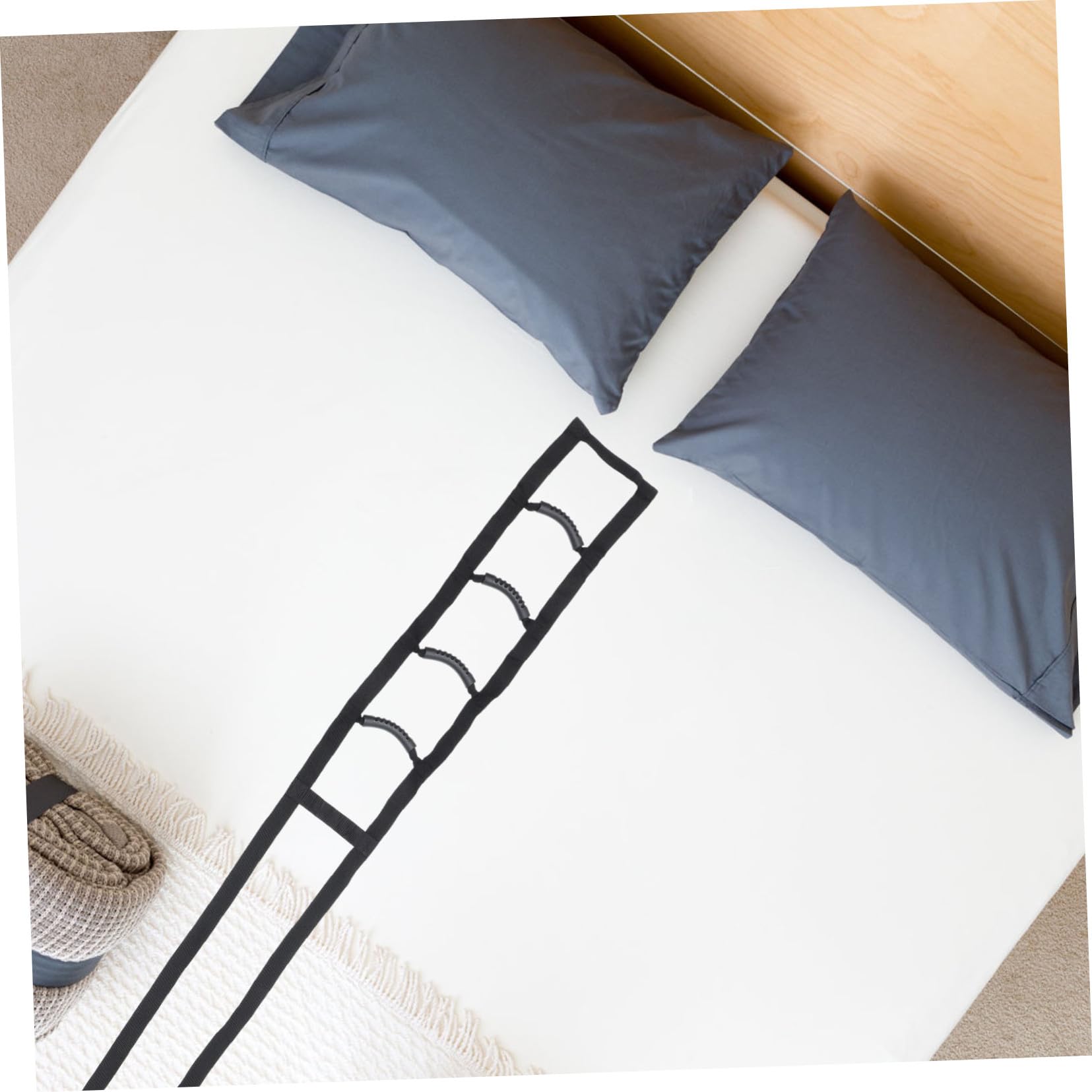 FRCOLOR Supporto Alzarsi Letto Anziani e Disabili Maniglia per Letto con Scaletta Facile da Installare Aiuto per Sedersi e Cambiare Posizione Materiale Resistente Nero