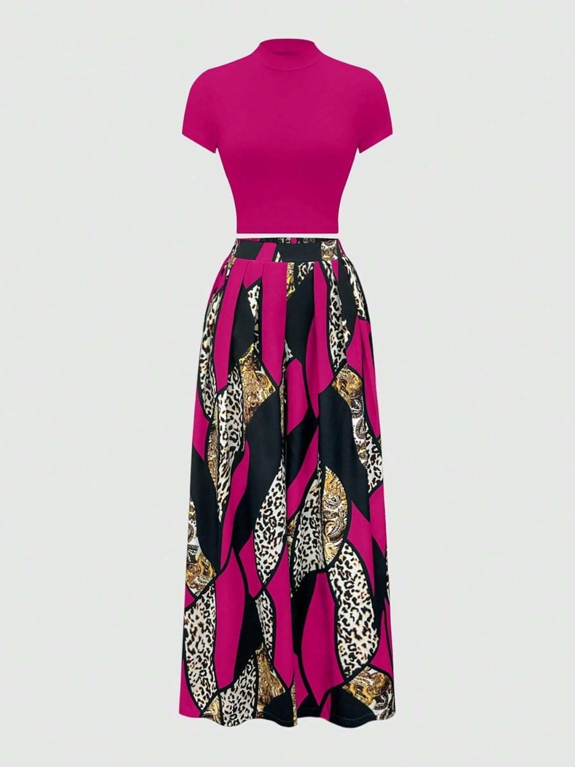 HBQ Women 2 Piece Outfits Short Sleeve Top and Flowy Flare Pants Lounge Sets Tracksuit - Image 2