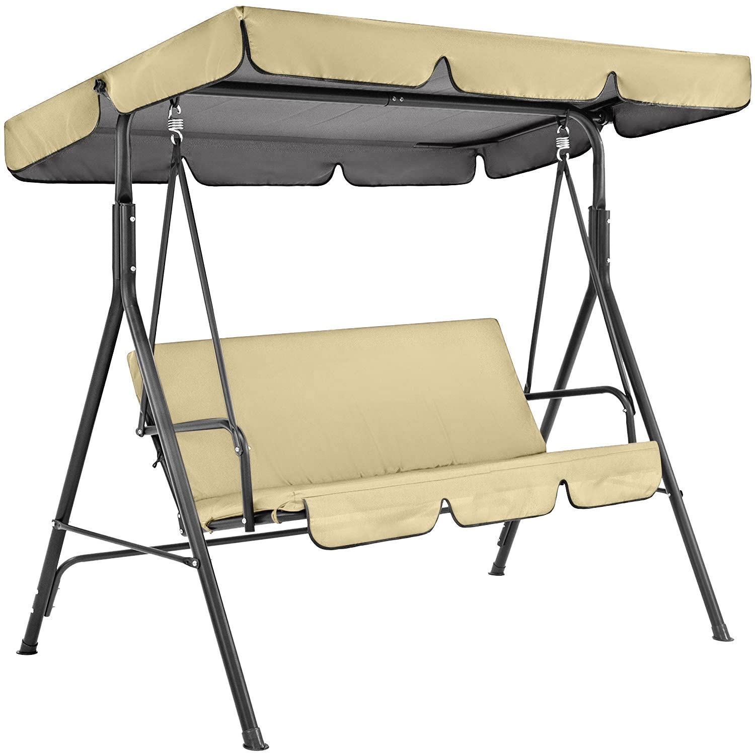 DAO-UPPSE Outdoor Patio Swing Seat Canopy Replacement, Garden Swing Seat Canopy Cover For Outdoor Garden Patio Yard Park Porch Seat Furniture Cover(Beige,Ceiling 190 * 132 * 15cm)