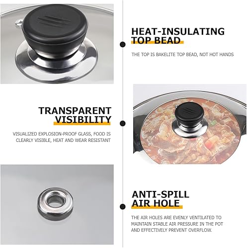 Miniatura 4 de Cubierta de sartén de repuesto de tapa de wok en forma de cúpula de acero inoxidable, cubierta de cacerola, tapa de wok, 13.4 in