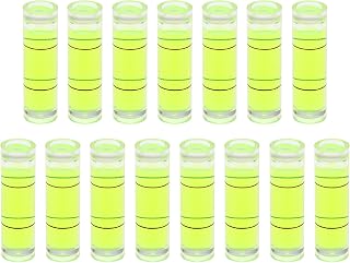 HARFINGTON 15pcs Small Cylindrical Bubble Level Vials 10x35mm PMMA Mini Horizontal Bubble Spirit Level Measuring Layout Tools for RV TV Picture Frame Hanging Tool Leveler