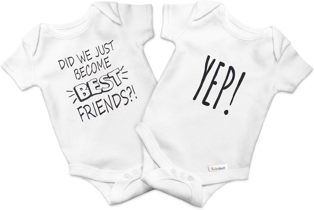TwinstuffTwin Baby Onesies - Twin Boy Girl Baby Outfits Matching. Set of Onesies - white - 0-3 Months