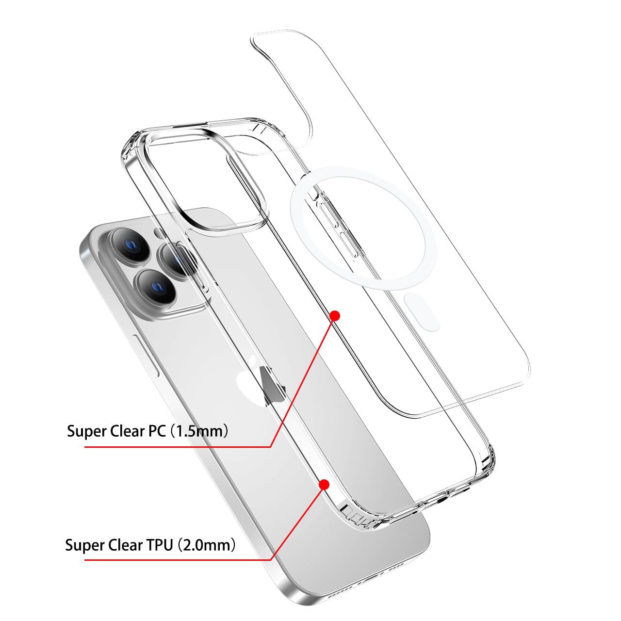 Custodia Per iPhone 12 / iPhone 12 Pro 6.1 Pollici Compatibile con Mag-Safe,Resistente ai Graffi, Struttura Protettiva Antiscivolo, Classico Stile Cover Trasparente