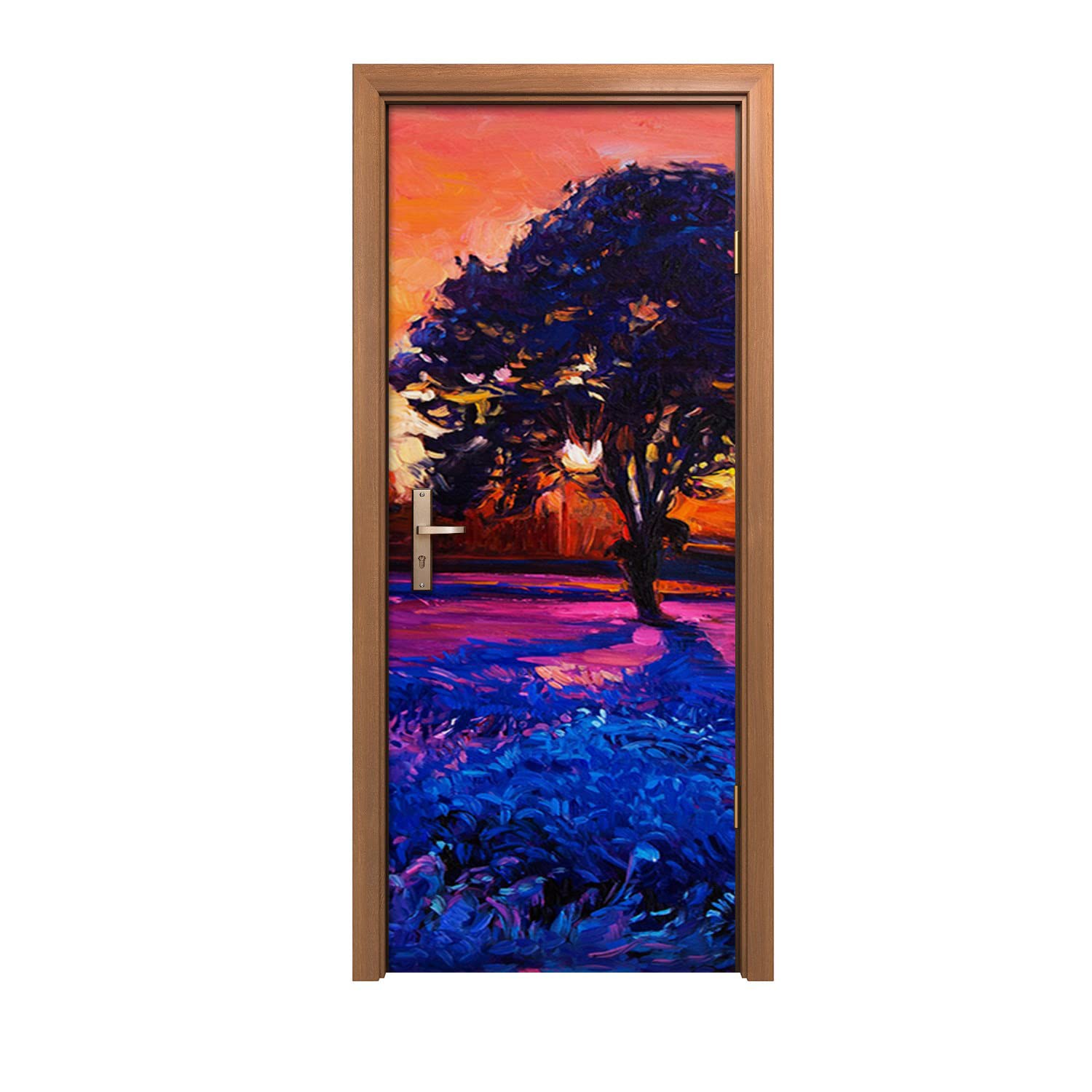 Autocollant de porte 90x200cm Fleurs de soleil et décoration murale design