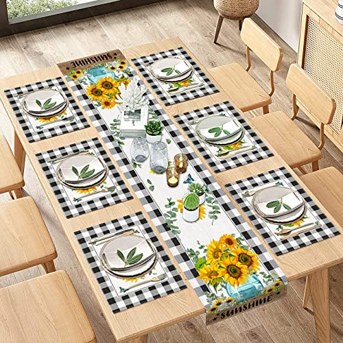 ArtSocket Sunflower Table Runner and Placemats Set of...
