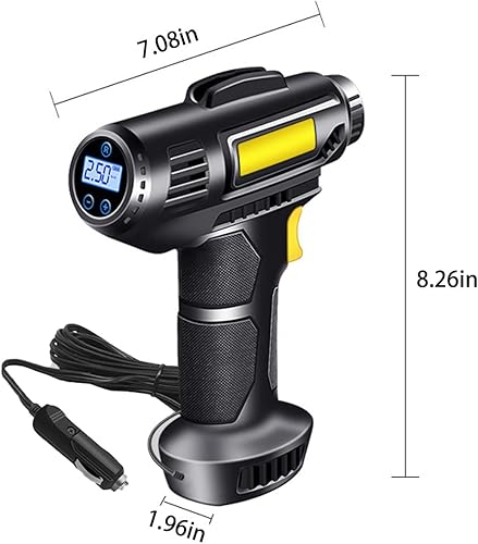 Miniatura 2 de Lopunny Compresor de aire portátil de inflador de neumáticos bomba de aire de apagado automático inflador de neumáticos con cable con batería