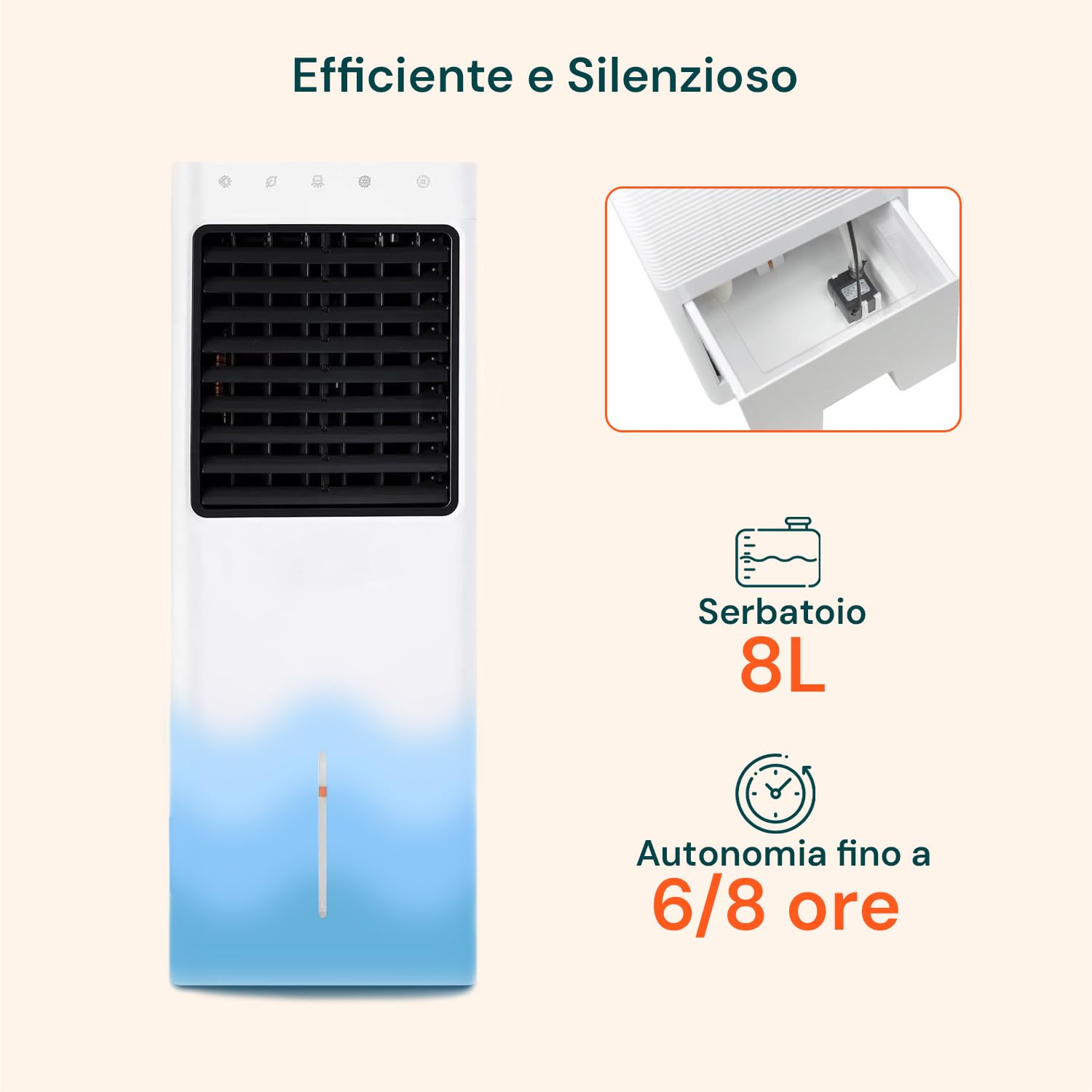 Avilia - Raffrescatore d’Aria 1100W con Tanica 8L, Funzione Freddo/Caldo e Telecomando –, Touch Control e Ionizzatore per Casa e Ufficio