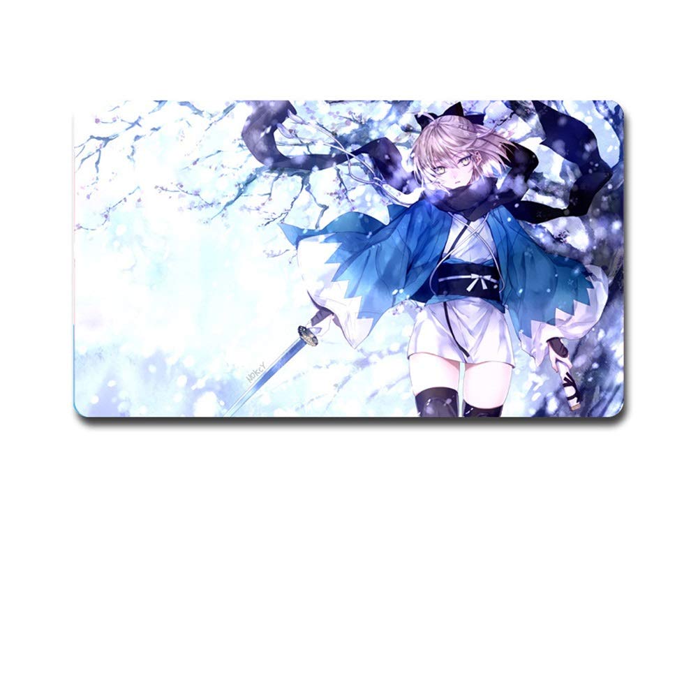 KaiWenLi Fate Series-Okita Souji Battle Status Close-up Picture/Anime Cartoon Mouse Pad/Oversized Version/Improved Accuracy and Speed/Waterproof, Non-Slip and Dirt-Resistant/E-Sports, Gaming