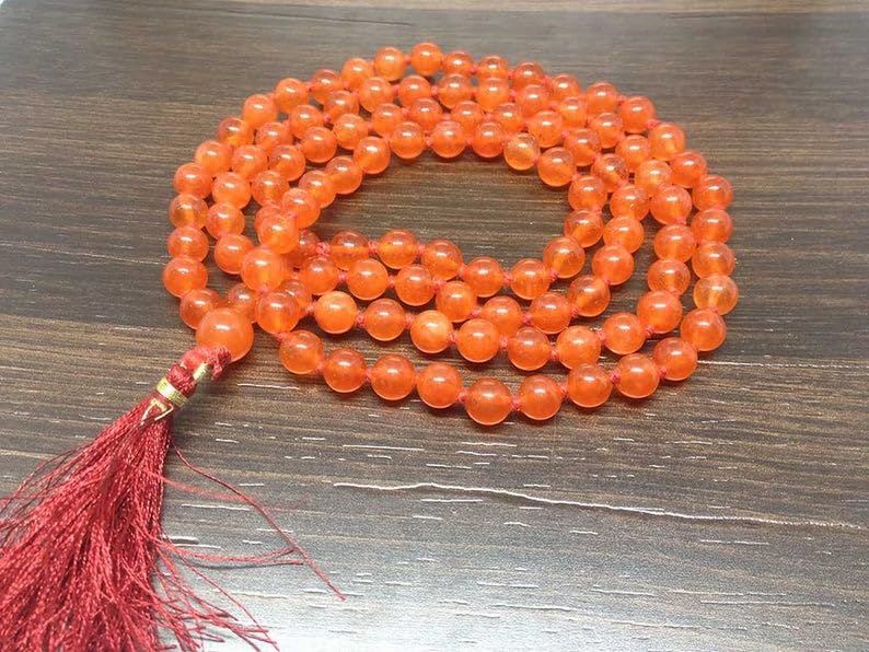 Collier Mala 108 perles cornaline contre stress et blocages - 4