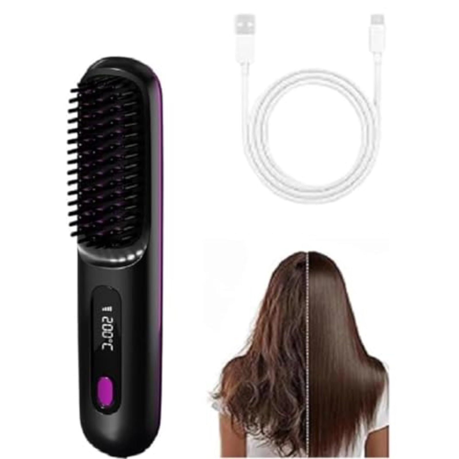 Cepillo Suavelia Para Cabello Corto,﻿3 Modos Con Control Sensible Al, Cepillo De Peinado De Calidad De Salón Para Y Desenredar | Práctico Compañero De Viaje (Negro)