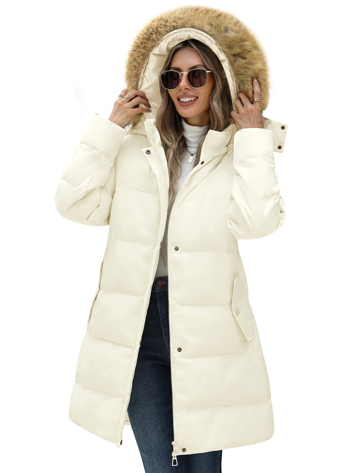 heekpek Cappotto Donna Invernale Lungo Imbottito con Cappuccio