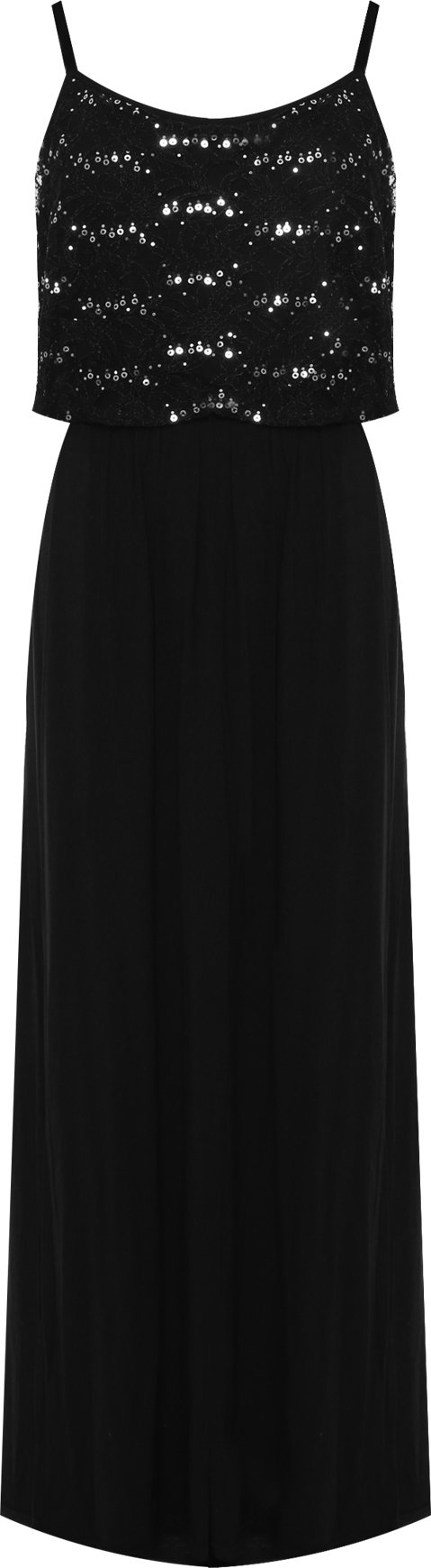 WearAll Women's Plus Strappy Layered Floral Lace Print Sequin Maxi Dress Ladies Full Length - Black - 26-28