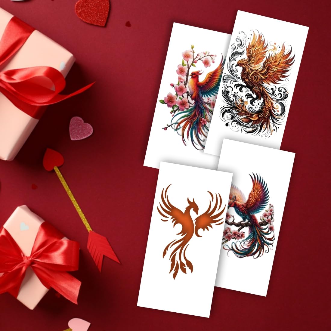 VOORKOMS Colourful & Golden Phoenix Birds Art Design Waterproof Temporary Body Art For Men & Women Tattoo Sticker, Removable Tattoos, Sweat-Proof Tattoos-picture-29