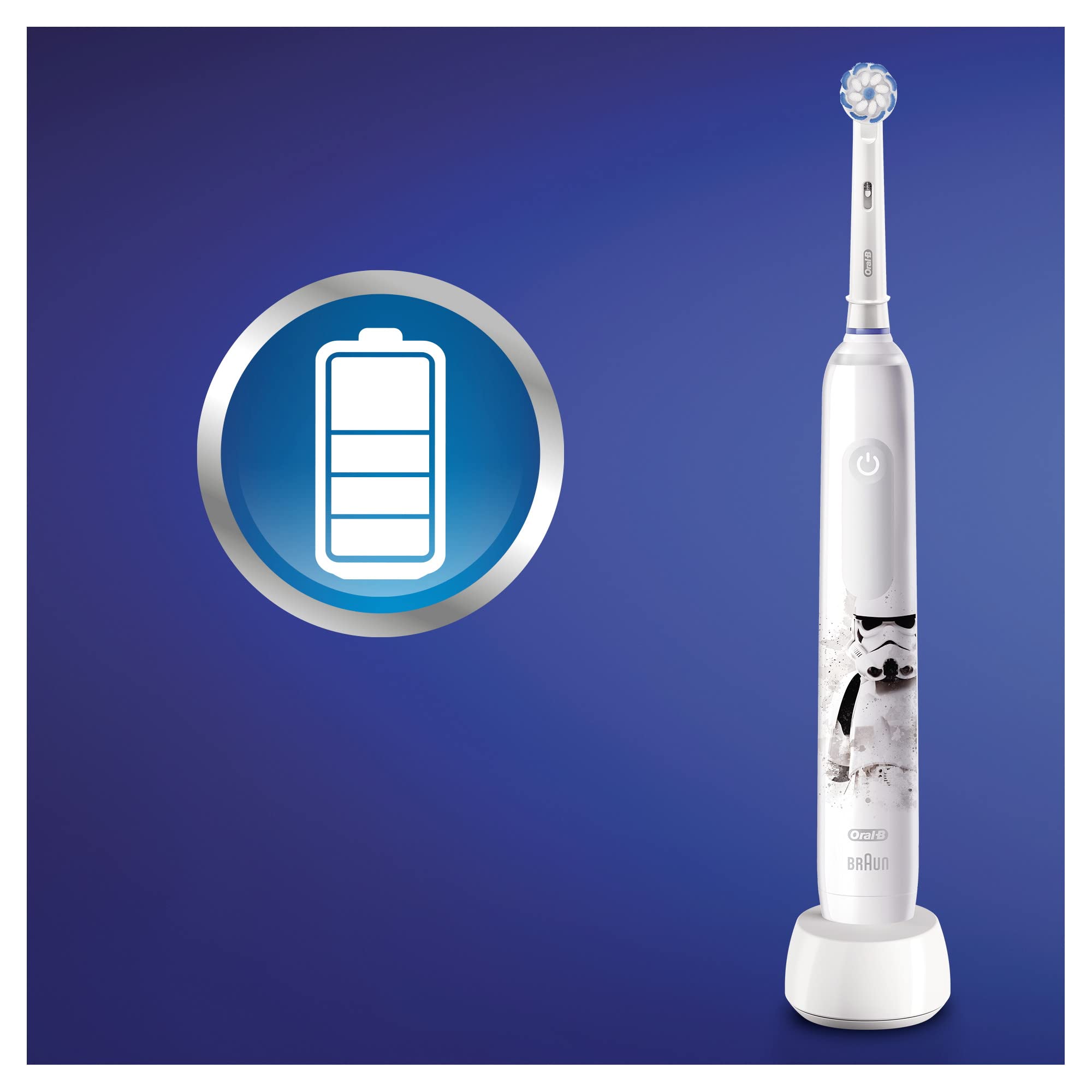 Oral-B Junior Cepillo De Dientes Eléctrico, 1 Mango Recargable De Star Wars Con Tecnología De Braun, 1 Cabezal de Recambio, Apto Para Niños Mayores De 6 Años