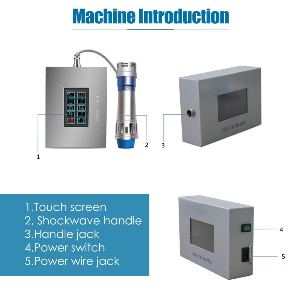 Macchina di terapia di Shockwave con 7 teste massaggiatore profondo portatile del muscolo per il massaggio del dolore/sollievo/modellatura del corpo/trattamento ED