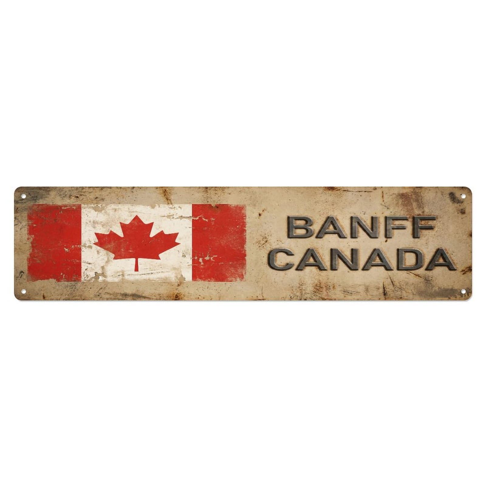 Tgrcjimh Style Metal Tin Sign Vintage Banff Canada Flag Decor Rustic Travel